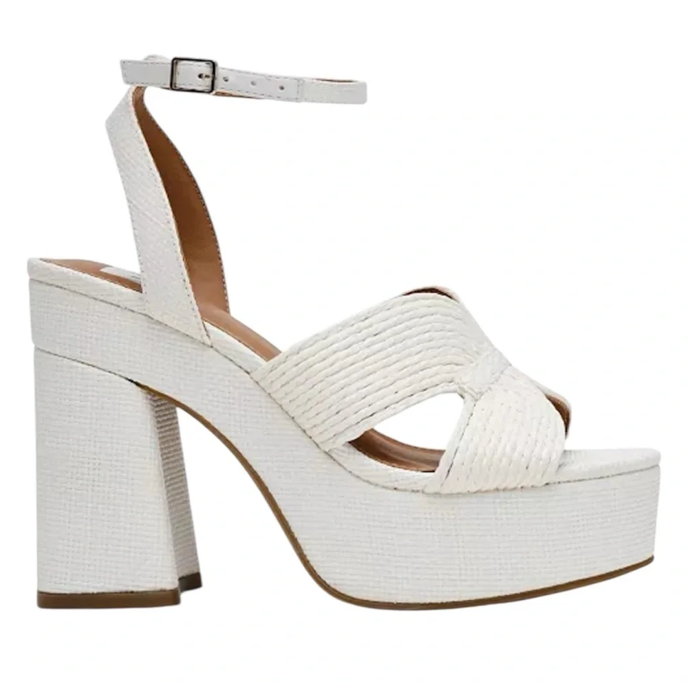 DV DOLCE VITA WAYLAN RAFIA PLATFORM DRESS SANDALS WOMENS WHITE COLOR SIZE 9.5 M